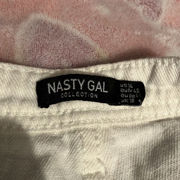 Nasty Gal Collection Grey and White Wash Denim Jeans Size 14 Wide Leg - Picture 2 of 7